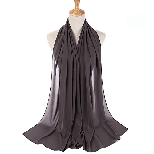 Txameru Hijab for Women Chiffon Hijab Scarfs for Women Long Shawl - color: Dark Grey