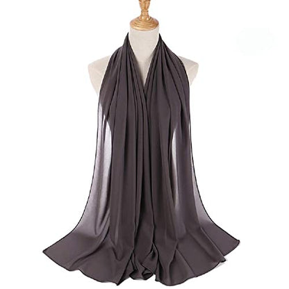 Txameru Hijab for Women Chiffon Hijab Scarfs for Women Long Shawl - color: Dark Grey
