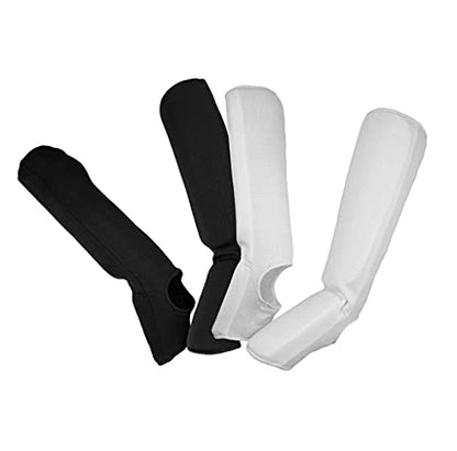 Ultimate - Cloth Shin Instep Guard for Karate TKD MMA Kickboxing Combat Training - color: Black, size: Children S