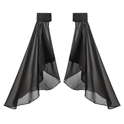 KUOIN Women's Long Flowy Bell Sleeves, Detachable Goth Arm Mesh Gloves for Wedding Party Renaissance Costume Accessories - color: Black Elastic