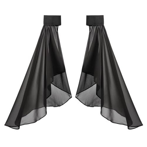 KUOIN Women's Long Flowy Bell Sleeves, Detachable Goth Arm Mesh Gloves for Wedding Party Renaissance Costume Accessories - color: Black Elastic