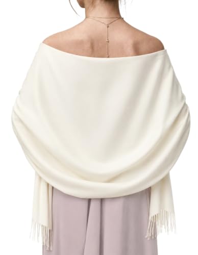 Pashmina Shawl Wraps Scarves Evening Dresses Wedding Bridesmaid for Women - color: 02-ivory