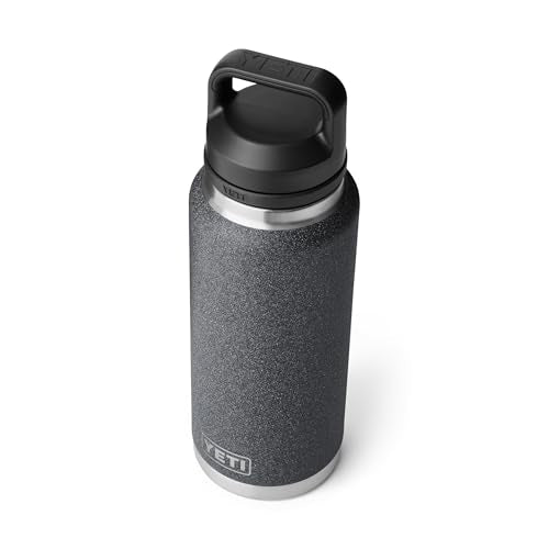 YETI Rambler 36 oz Bottle, Vacuum Insulated, Leakproof, Stainless Steel with Chug Cap - color: Black Stone-Textured