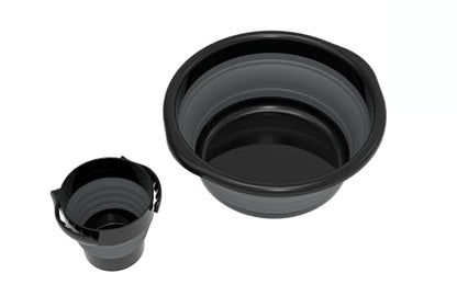 The Collapsible Negel Vasser Set | Netilat Yadayim | Shissel and Kvort |Compact, Versatile, Foldable, Folding Durable Washing Basin and Cup, Bowl & Cup and Cover. (Black)