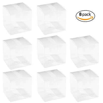 Hammont Clear PET Plastic Storage Boxes - Transparent Gift Boxes, Empty Containers Packing Box for Party Favors Ideal for Cookies, Ornament, Gifts, Wedding, Birthday and Parties - 4"x4"x4" (8 Pack) - size: 4"x4"x4"