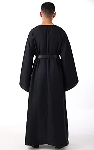 BLESSUME Medieval Wicca Pagan Ritual Robe with Belt - color: Black, size: Small