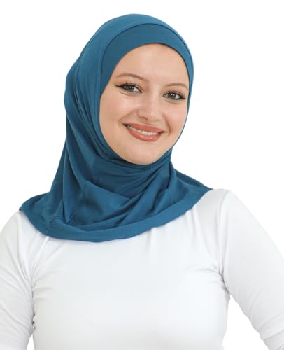 Prien Sport Instant Hijab For Women, Muslim Cotton Turban, Soft Head Scarf, Ready To Wear Hijabs Prayer Clothes, Islamic Wear - color: Turquoise