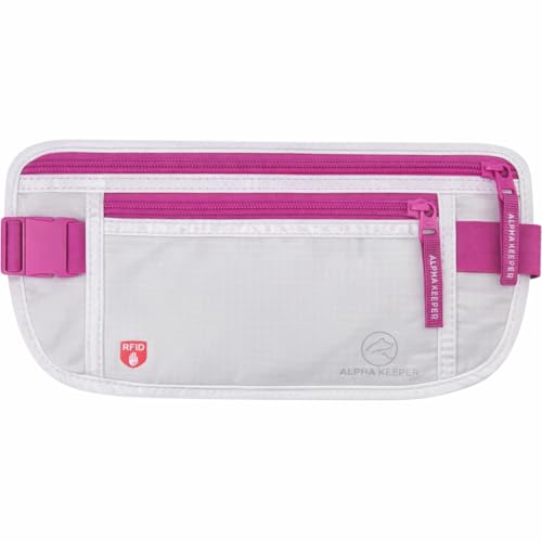 Alpha Keeper Money Belt for Travel Hidden Under Clothes – RFID Blocking Passport Holder & Slim Waist Wallet Pouch for Women & Men, Anti-Theft Travel Accessories - color: Dragonfruit Milk