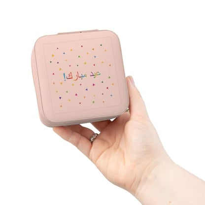 3dRose Eid Mubarak in Arabic happy Eid blessing after Ramadan Muslim holidays Jewelry Travel Case Pink