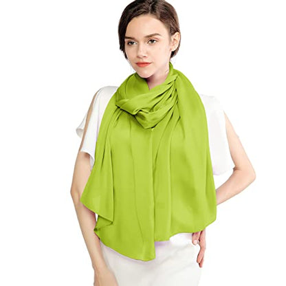 RIIQIICHY Women Shawls and Wraps for Evening Dresses Like Chiffon Silk Scarf Formal Silky Pashmina Shawls for Weddings - color: Green Scarf