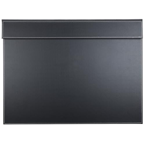 Ultra-Smooth PU Leather Desk Pad & Mat Office Desk Drawing & Writing Board A3/ A4 File Paper Clip Table Protector Mat on Top Large 24''x18'' (Black) - color: Black-a005