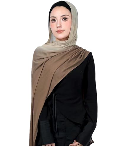 Special Ombre Modal Cotton Hijab Scarf for Women, Graceful Gradient Muslim Head Scarfs - color: Ombre Brown