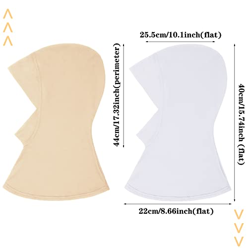 4 Pieces Modal Hijab Cap Adjustable Muslim Stretchy Turban Full Cover Shawl Cap Full Neck Coverage for Lady - color: Black, White, Dark Brown, Beige