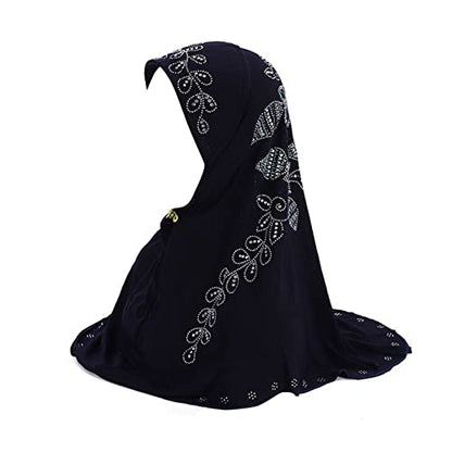 RARITYUS Women Bling Rhinestone Pearl Instant Scarf Muslim Hijab Fashion Shawl Head Wrap Turban Cap with Flower Accent - color: Z Color 4
