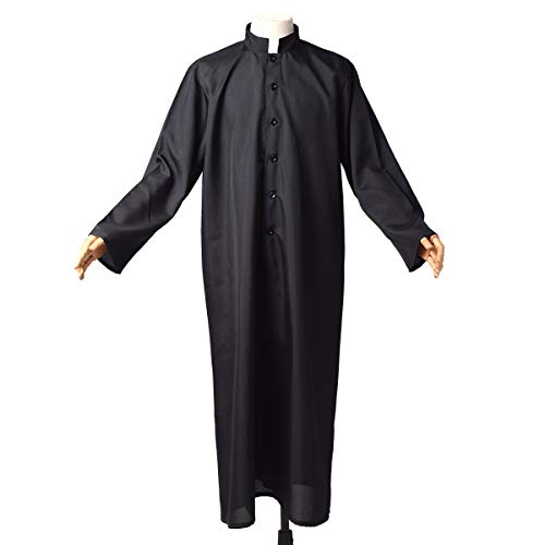 COSDREAMER Mens Clergy Robe Preacher Cassocks Mens Praise Worship Robes - color: Black, size: Medium