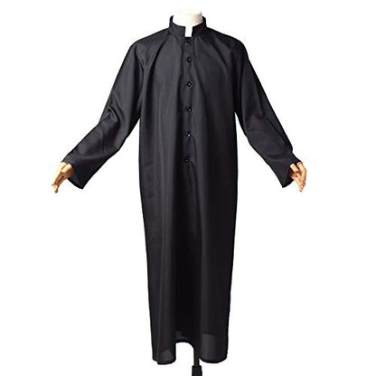 COSDREAMER Mens Clergy Robe Preacher Cassocks Mens Praise Worship Robes - color: Black, size: Medium
