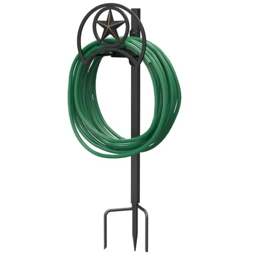 GOFORWILD Hose Holder, Star Decorative, Holds 125-Feet of 5/8-Inch Hose | Garden Durable Wall Hose Hanger, Hose Reel, Made of Gauge Steel, Weather-Resistant Finish for Elegant Outdoor Storage - size: freestanding