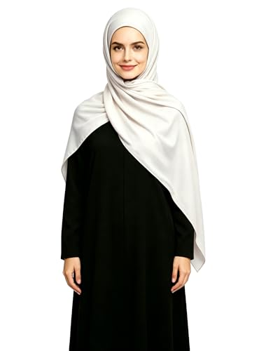Lina & Lily Non-see-through Premium Jersey Maxi Hijab Head Scarf Wrap for Muslim Women - color: Ivory White