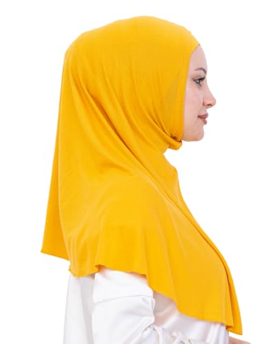 Prien Instant Hijab For Women, Muslim Long Scarf, Undercap Turban Set, Turkish Islamic Clothing, Prayer Clothes For Abaya - color: Deep Yellow