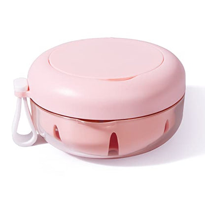 Denture Case, Definitely No-Leak Denture Bath Box for Traveling Perfectly, Denture Cup with Strainer & Mirror(Pink) - color: Pink