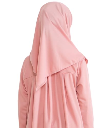 Prien Kids Prayer Dress Muslim Clothes for Girls Long Sleeve Abaya with Hijab Two Piece Maxi Islamic Set Scarf Kaftan Jilbab - color: Powder Pink