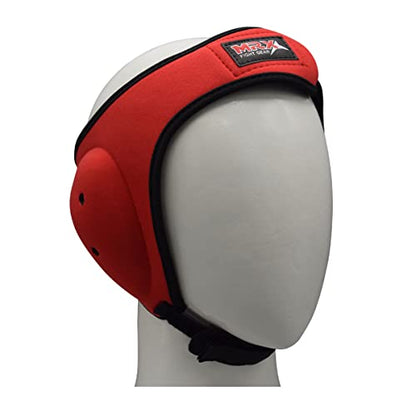 MRX MMA Ear Guards Kick Boxing Ju Jitsu Cage Wrestling Ear Protection Headgear with Adjustable Straps for Safe Head & Ear - color: Red