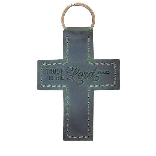 Logos Trading Post Leather Keychain - Hand-Stitched Genuine Cowhide Leather Keychain Strap - color: Trust in the Lord
