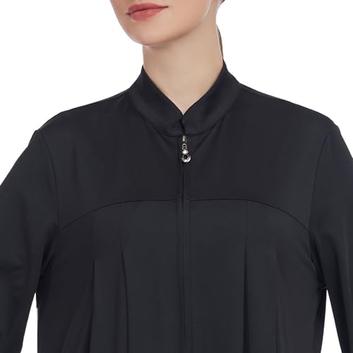 Women Muslim Casual Dress Islamic Maxi Robe Chest Zipper Abaya 1PC Soft Muslim Abaya Eid Kaftan Robe Classic Dress - color: Blacka, size: X-Large