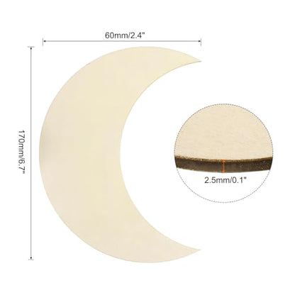 PATIKIL 6.7"x2.4" Wooden Moon, 10 Pack Unfinished Wood Moon Blank Wooden Cutouts Ornaments Natural Wood Pieces for Christmas Party Craft Projects - size: 6.7"x2.4"