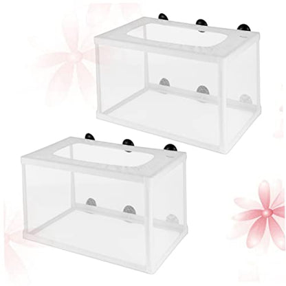 YARNOW 2pcs Big Fish Breeder Net for Aquarium Durable Incubator with Suction Cups for Fry Hatchery Increases Survival Rate Efficient Isolation for Fish Tank Use