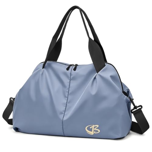 17 inch Gym Bag for Women Small Blue with Wet Pocket, Overnight Travel Sports Tote Bags for Fitness, Workout - color: Blue