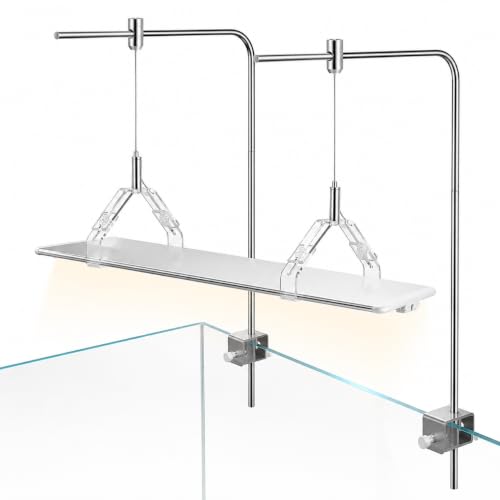Totority Aluminum Alloy Fish Tank Light Holder, Adjustable Aquarium LED Lighting Stand Kit, Anti-Rust Hanging Bracket Support for Planted Tanks & Aluminum Decorations, Silver