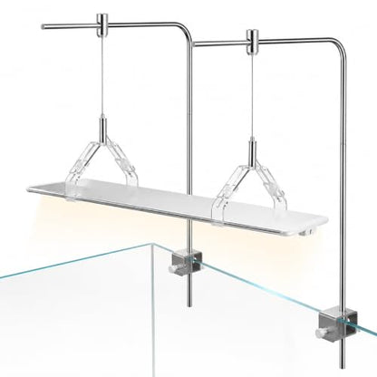 Totority Aluminum Alloy Fish Tank Light Holder, Adjustable Aquarium LED Lighting Stand Kit, Anti-Rust Hanging Bracket Support for Planted Tanks & Aluminum Decorations, Silver
