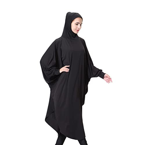 khalat Women's One-Piece Muslim Abaya Dress Large Overhead Prayer Ramadan Long Hijab Dress - color: Black, size: Medium