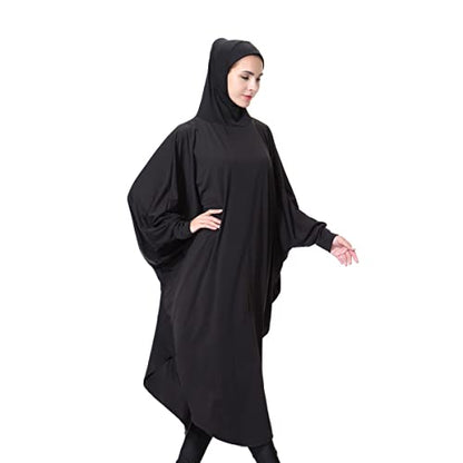 khalat Women's One-Piece Muslim Abaya Dress Large Overhead Prayer Ramadan Long Hijab Dress - color: Black, size: Medium