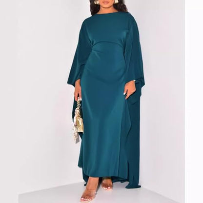Muslim Dresses for Women One-Piece Long Sleeve Islamic Prayer Dress O Neck Slim Fit Islamic Evening Gown - color: Green, size: XX-Large