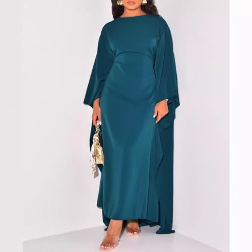 Muslim Dresses for Women One-Piece Long Sleeve Islamic Prayer Dress O Neck Slim Fit Islamic Evening Gown - color: Green, size: X-Large