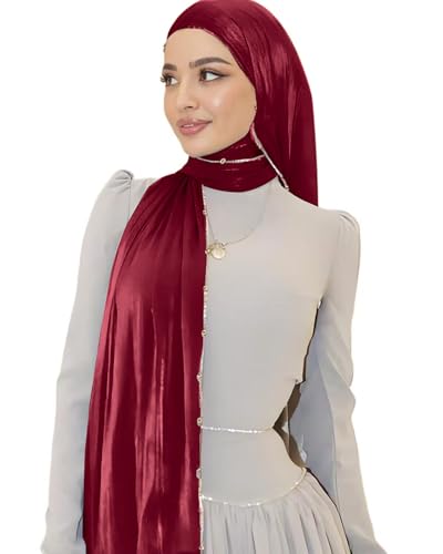 Shimmer Party Hijab, Lightweight Stylish Hijab Scarf for Women - color: Wine Red
