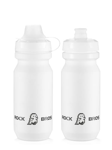 ROCKBROS Bike Water Bottle 20OZ,Gradient Soft Touch Design,BPA-Free Leak-Proof Squeeze Bottle with Wide Mouth for Easy Cleaning,for Cycling,Hiking,Gym,Sports,Little Ghost White - color: Little Ghost White