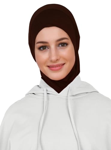 Lina & Lily Modal Jersey Muslim Amira Instant Hijab Scarf One Piece Ready-To-Wear - color: Dark Brown
