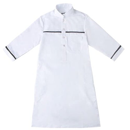 IDOPIP Kids Boys Muslim Thobe Islamic Arabic Kaftan Robe Loose Middle East Prayer Thobes Dress Modest Clothes with Pockets - color: White, size: 7-8 Years