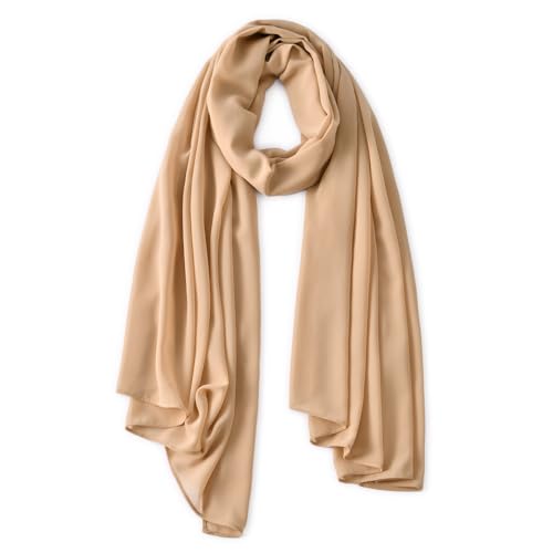 Yeieeo Chiffon Head Wraps for Women - Solid Color Fashion Bubble Chiffon Scarf Hijab - color: Bare