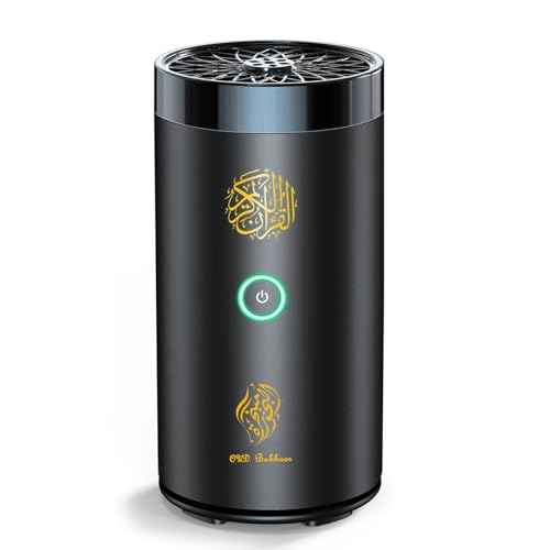 2 in 1 Electric Incense Burner with Quran Speaker, Rechargeble Bakhoor Burner Aroma Diffuser for Car Office Home Bedroom Living Room Study Spa (Black-2)