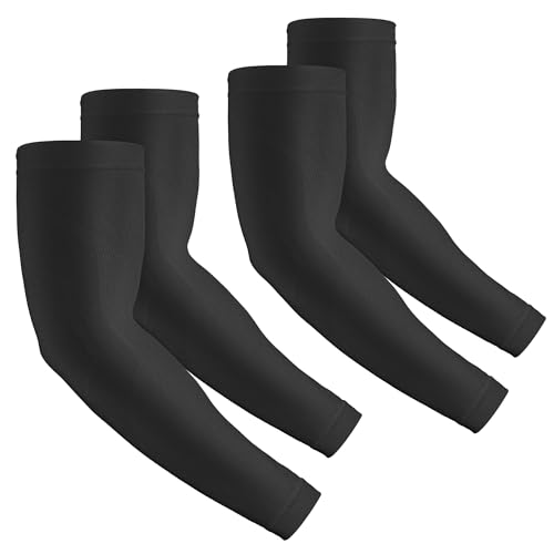 2 Pairs UV Protection Cooling Arm Sleeves Compression Sun Sleeves for Men Women Youth, Tattoo Cover Up, UPF 50 - color: 2 Pairs: Black