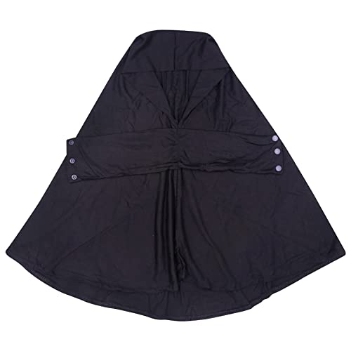 AIBEARTY Women Fashion Instant Muslim Turban Hijab with Snap Fastener Breathable Headscarf Bonnet Cap Turban Hat Shawl - color: Modal Black-3 Buttons