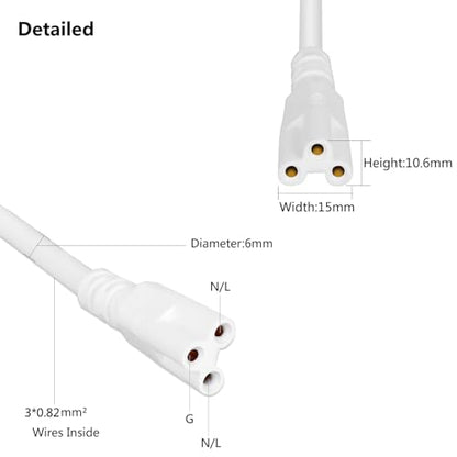 5 Pack 10FT Extension Power Cord for T5 T8 Tube Ceiling Lights | On/Off Switch, 3 Prong US Plug Hardwired Female End, Linkable Connecting Wire for Garage Warehouse Shop Lighting