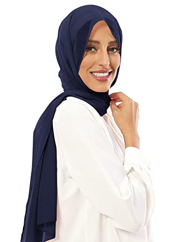 Txameru Hijab for Women Chiffon Hijab Scarfs for Women Long Shawl - color: Navy