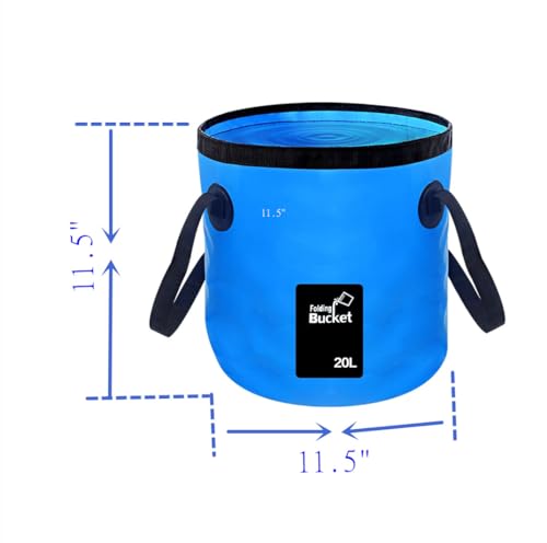 MIZORLIE Collapsible Buckets, Camping Water Storage Container 5 Gallon(20L) Portable Folding Bucket Wash Basin - color: Blue