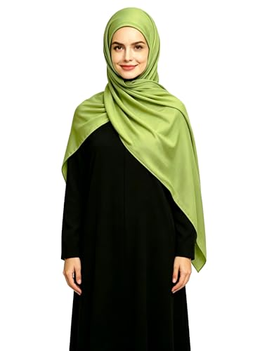 Lina & Lily Non-see-through Premium Jersey Maxi Hijab Head Scarf Wrap for Muslim Women - color: Lime Green