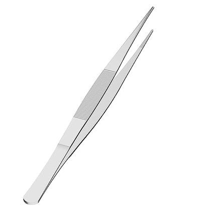5" Stainless Steel Tweezers, Straight Pointed, 3/64" Thick | Serrated Tip, Perfectly Aligned, Multipurpose Daily Garden Home Lab Craft Repairing Tool - size: 5"L(3/64"T)